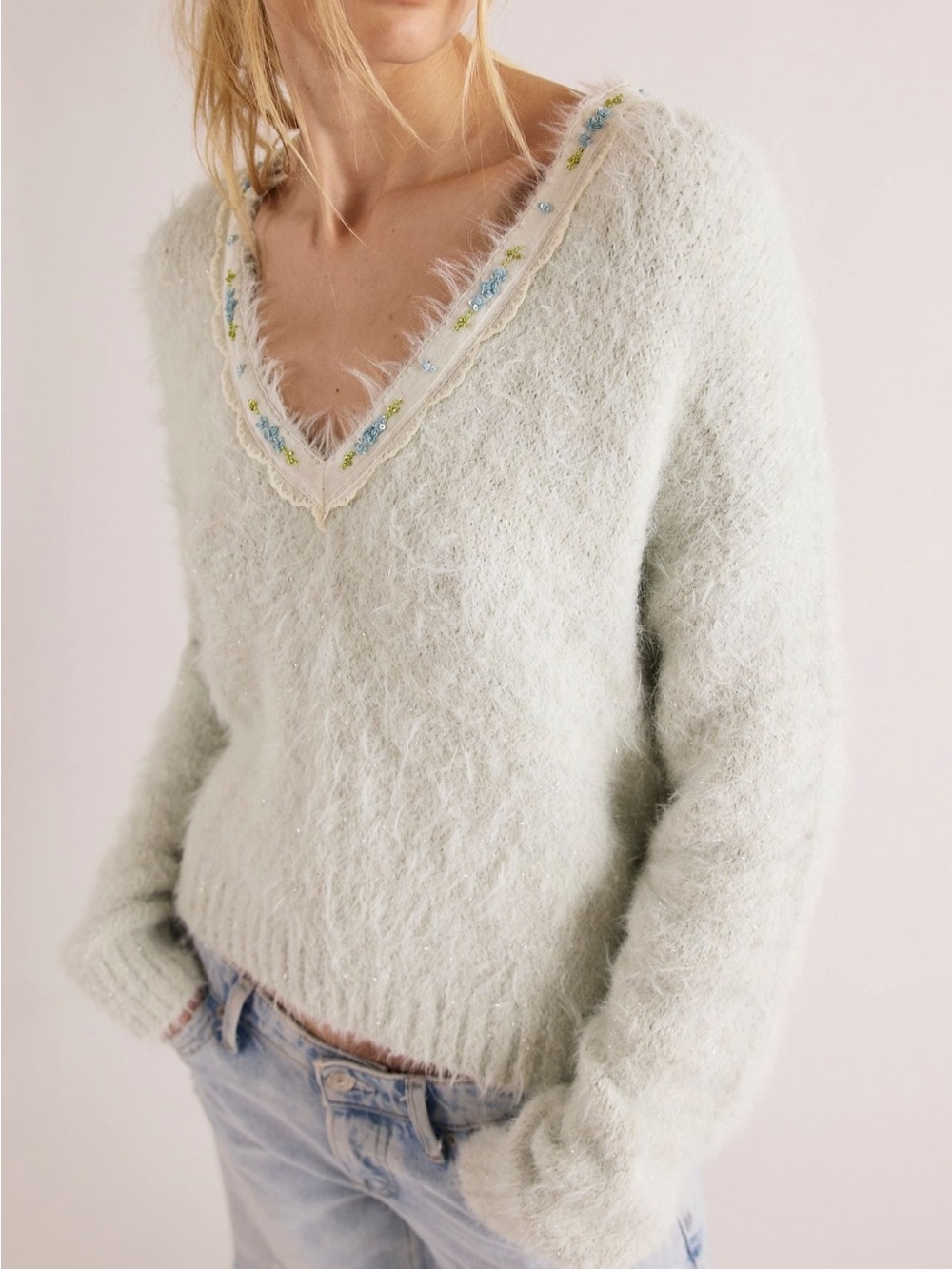 NWT Free People Snow Angel Pullover in Matcha Latte
